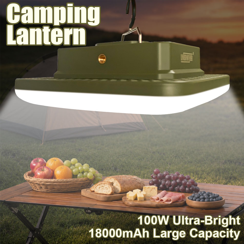 Outdoor Power Repair - 18000mAh โคมไฟตั้งแคมป์ 100W ไฟ LED แม่เหล็กกันน้ำพาวเวอร์แบงค์ไฟฉายโหมดสีแดงสำหรับเต็นท์ตกปลาซ่อมฉุกเฉินกลางแจ้ง