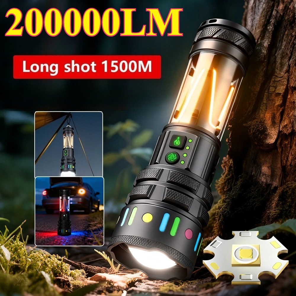 Outdoor Power Meter - ไฟฉาย LED สว่างพิเศษทรงพลัง ชาร์จเร็วแบบ Type-C ไฟฉายพกพาสำหรับใช้งานกลางแจ้งและไฟฉุกเฉินในชีวิตประจำวัน