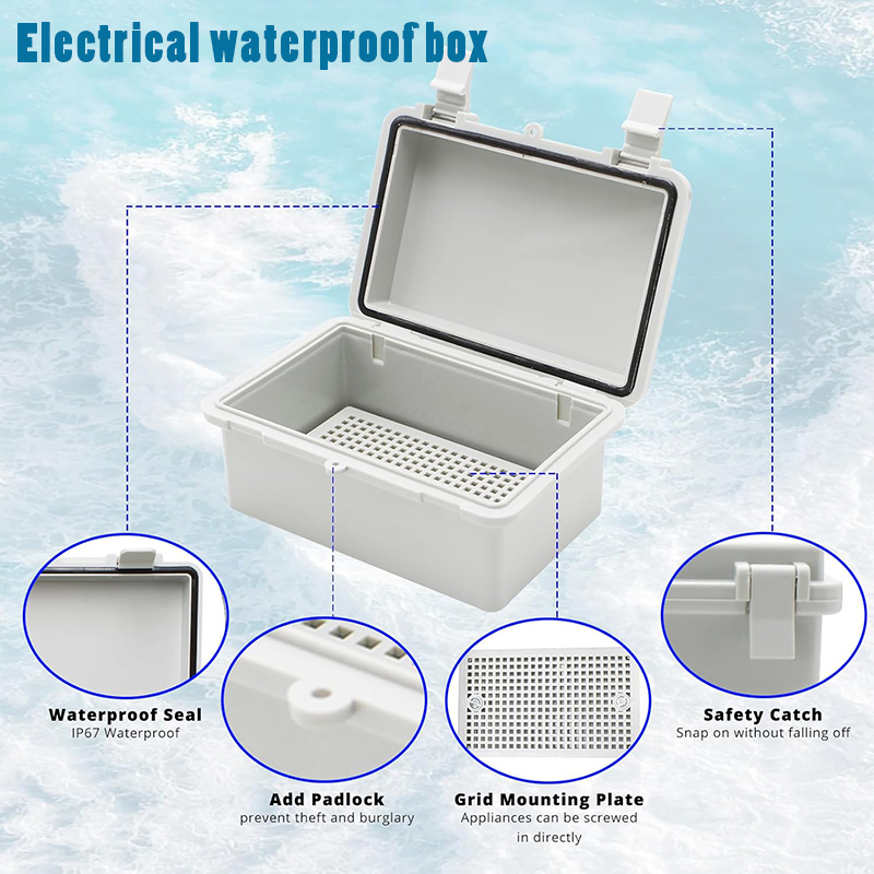 Outdoor Power Outlet Box - กล่องรวมสายไฟฟ้ากันน้ำ IP66 สำหรับภายนอกอาคาร กล่องกระจายไฟพลาสติก พร้อมตัวครอบ PC
