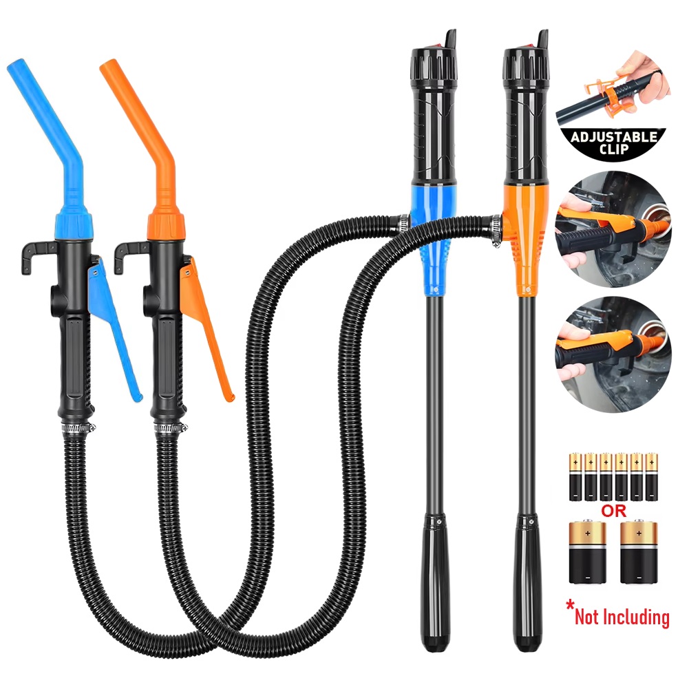 Outdoor Power Solutions - ปั๊มน้ำมันไฟฟ้า, ปั๊มดูดของเหลวแบบมือถือ, 2.4 แกลลอนต่อนาที, ปั๊มดูดน้ำมันเชื้อเพลิงแบบพกพาสำหรับรถยนต์, เครื่องมือดูดน้ำมัน/น้ำ/แก๊ส
