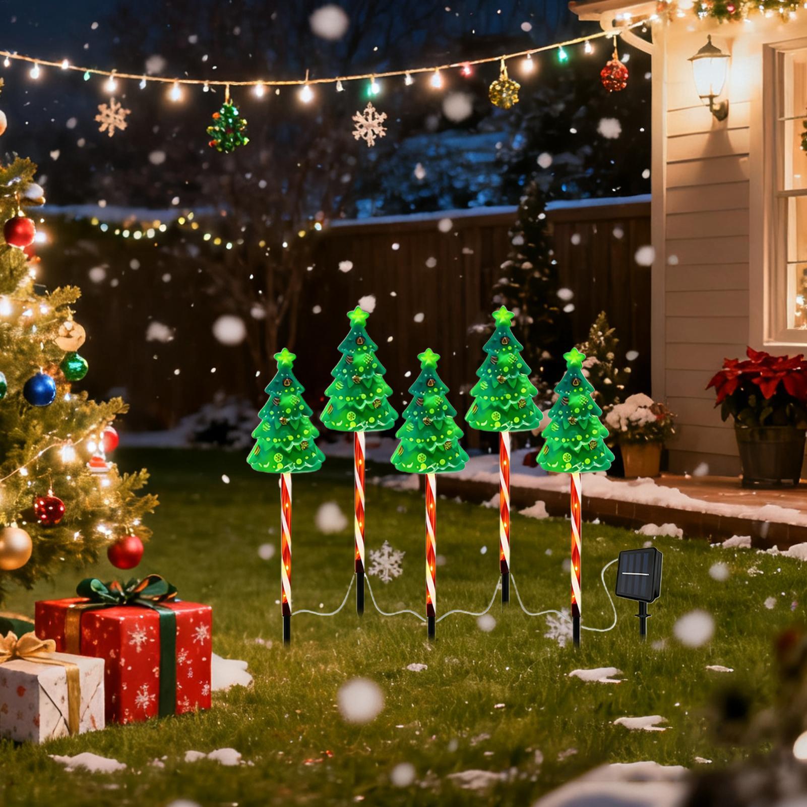 Outdoor Yard Power Stake - ไฟประดับต้นคริสต์มาสแบบพลังงานแสงอาทิตย์สำหรับตกแต่งสวน ทางเดิน และหน้าบ้าน