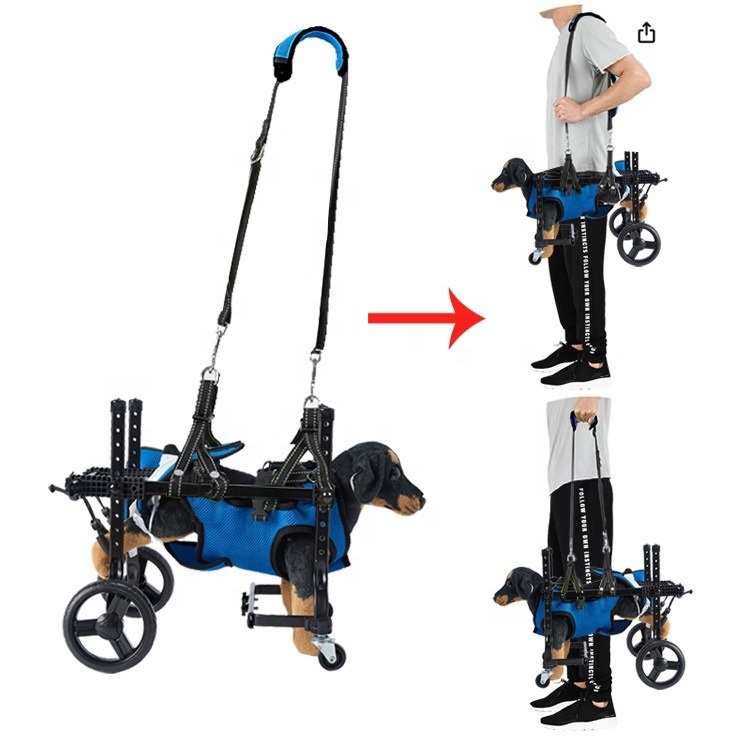 Outdoor Power Wheels - รถเข็นช่วยเดินสำหรับสุนัขพันธุ์เล็กแบบพับได้ สี่ล้อ มีมอเตอร์ ใช้กลางแจ้ง พกพาสะดวก สำหรับสัตว์เลี้ยงที่มีความพิการ