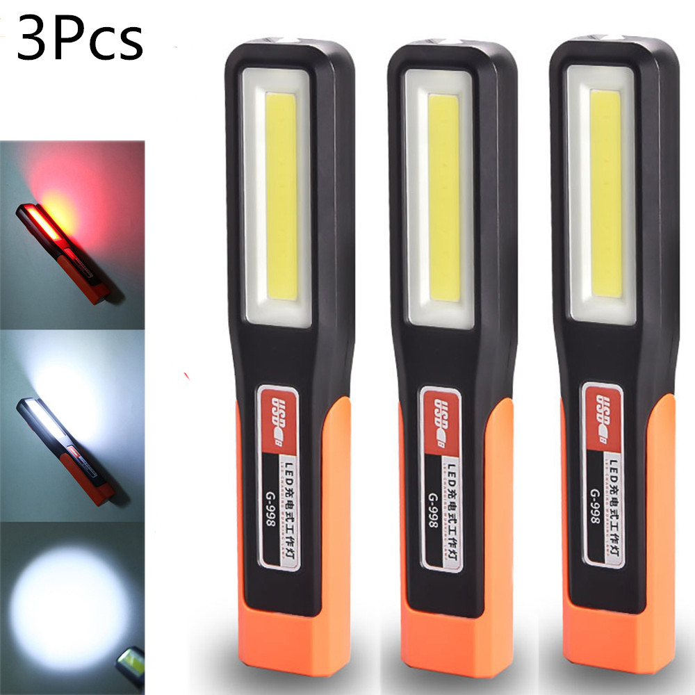 Outdoor Power Repair - 3 ชิ้นที่มีประสิทธิภาพซังไฟ LED ทํางานช่างโรงรถโคมไฟ USB ชาร์จไฟฉาย