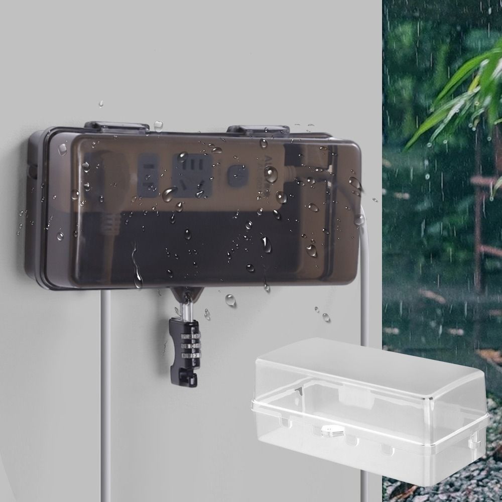 Outdoor Power Outlet Box - กล่องปลั๊กพลาสติกทนทาน ป้องกันการโจรกรรม ทนต่อสภาพอากาศ ฝาครอบสายต่อพ่วง ป้องกันเต้าเสียบ กล่องเก็บปลั๊กไฟกันน้ำสำหรับใช้งานกลางแจ้ง