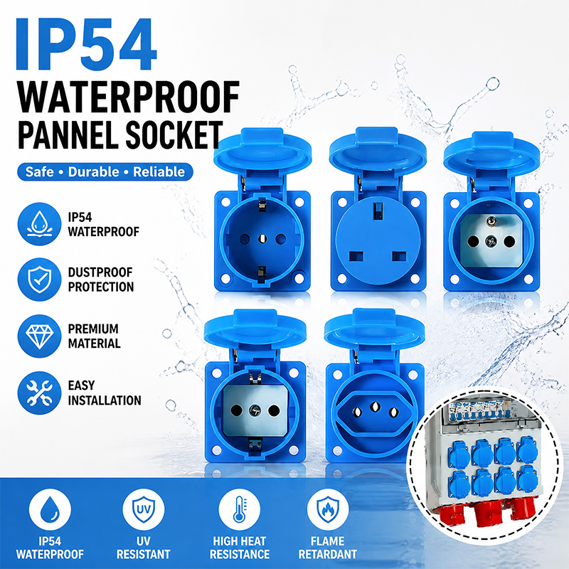 Outdoor Power Outlet Box - IP54 16A ปลั๊กไฟอุตสาหกรรมแบบกันน้ำ ปลั๊กไฟติดผนัง ปลั๊กไฟอเนกประสงค์ EU