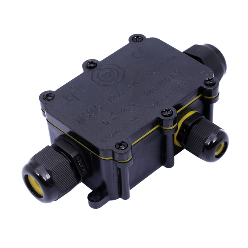 Outdoor Power Board Box - IP68กล่องเชื่อมต่อสายไฟกันน้ำ6-12มม. คอนเนคเตอร์2ทาง3ทางต่อม24A ไฟฟ้า450V สารหน่วงปิดผนึกกล่องกันน้ำกลางแจ้ง