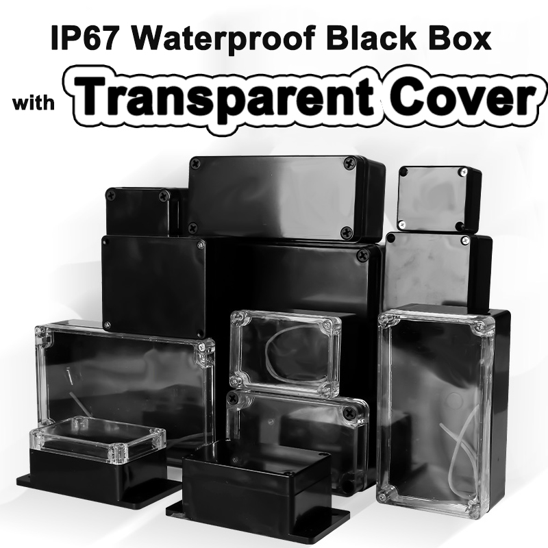 Outdoor Power Board Box - พลาสติก ABS IP67กล่องกันน้ำกล่องหุ้มอุปกรณ์อิเล็กทรอนิกส์สีดำกันฝุ่นไฟฟ้า Enclosure Housing เคสใสฝาครอบ