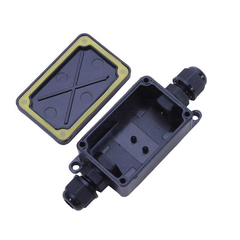 Outdoor Power Board Box - ขั้ว Ip66กันน้ำขนาดเล็กสำหรับกลางแจ้งกล่องเชื่อมต่อขั้วพลาสติกหนึ่งในสองออกกันน้ำทนทานต่อการกัดกร่อนสีดำกล่องเชื่อมต่อ ES