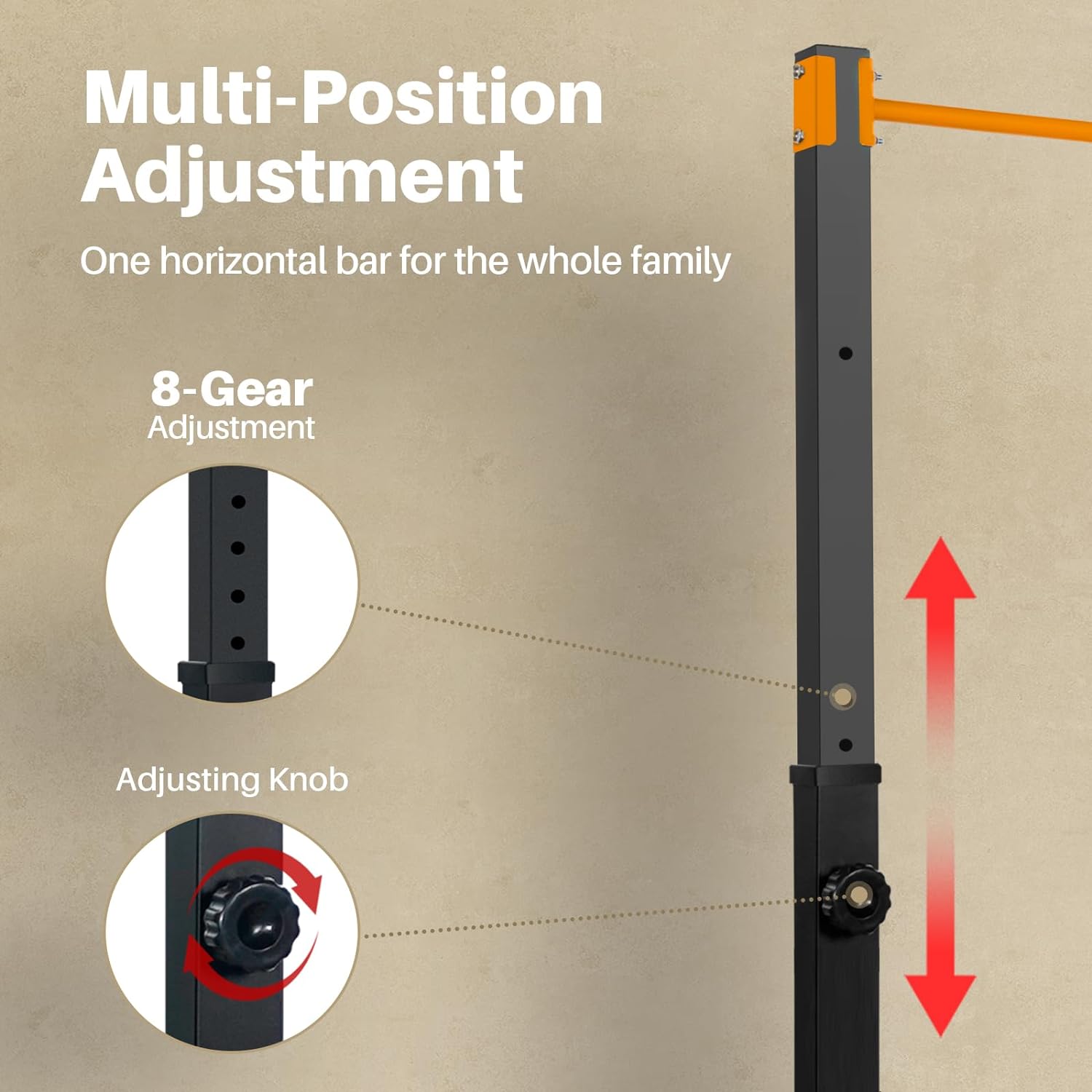 Outdoor Power Tower Pull Up Bar - แท่นออกกำลังกายแบบตั้งพื้นเหล็กสำหรับออกกำลังกายในร่ม/กลางแจ้ง พร้อมบาร์โหนและที่ดึงข้อศอก