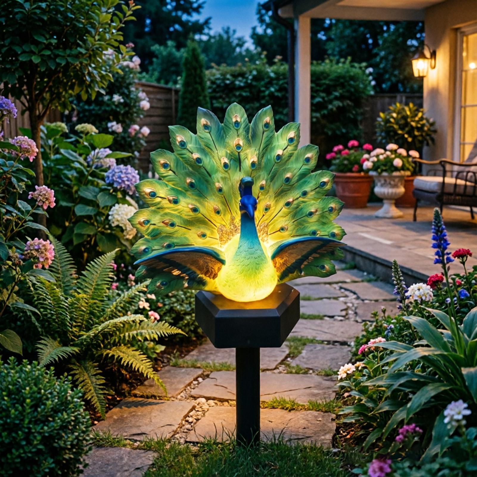Outdoor Yard Power Stake - ของตกแต่งสวนรูปนกพลังงานแสงอาทิตย์ กันน้ำ สำหรับตกแต่งสนามหญ้า ทางเดิน และลานกลางแจ้ง