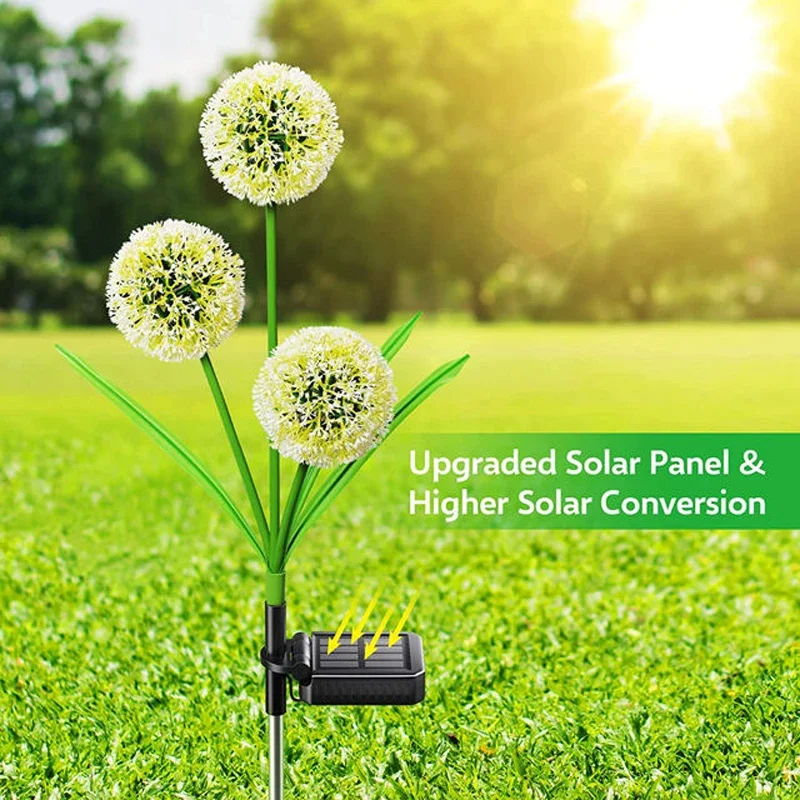 Outdoor Yard Power Stake - สวนพลังงานแสงอาทิตย์ไฟ Dandelion ดอกไม้พลังงานแสงอาทิตย์ไฟกลางแจ้ง IP65 กันน้ําสําหรับ Pathway