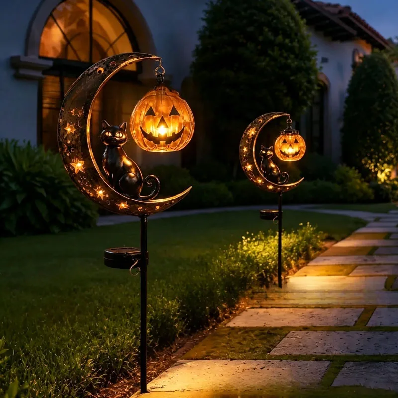 ไฟประดับสวนรูปแมวดำ ฟักทอง และ - Outdoor Yard Power Stake บทวิจารณ์และราคา