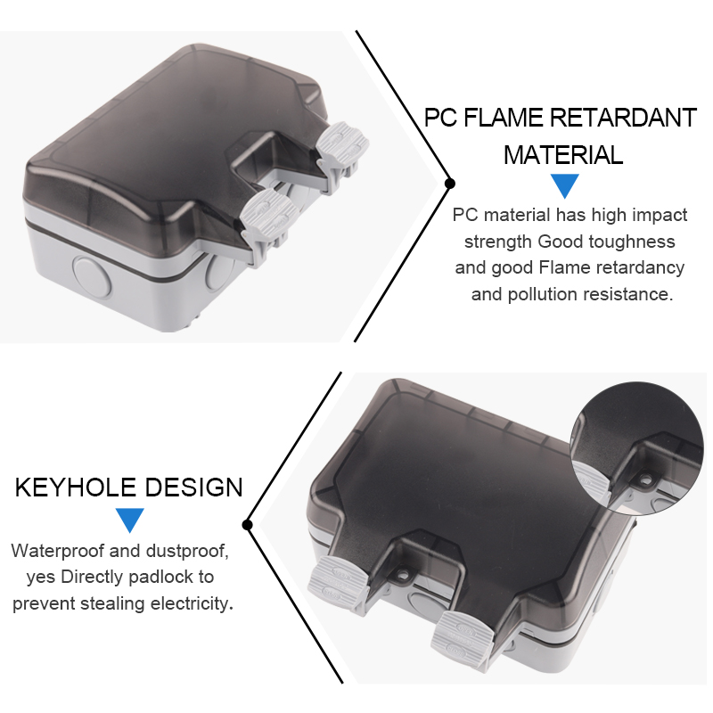 IP66 EU เยอรมนีมาตรฐานกันน้ำกล - Outdoor Power Outlet Box บทวิจารณ์และราคา